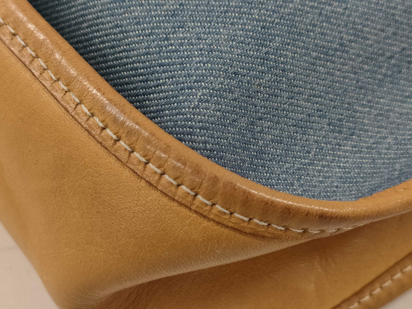 HERMES Evelyn 1GM Toile Jean Vache Gold GP 〇X Stamped Shoulder Bag