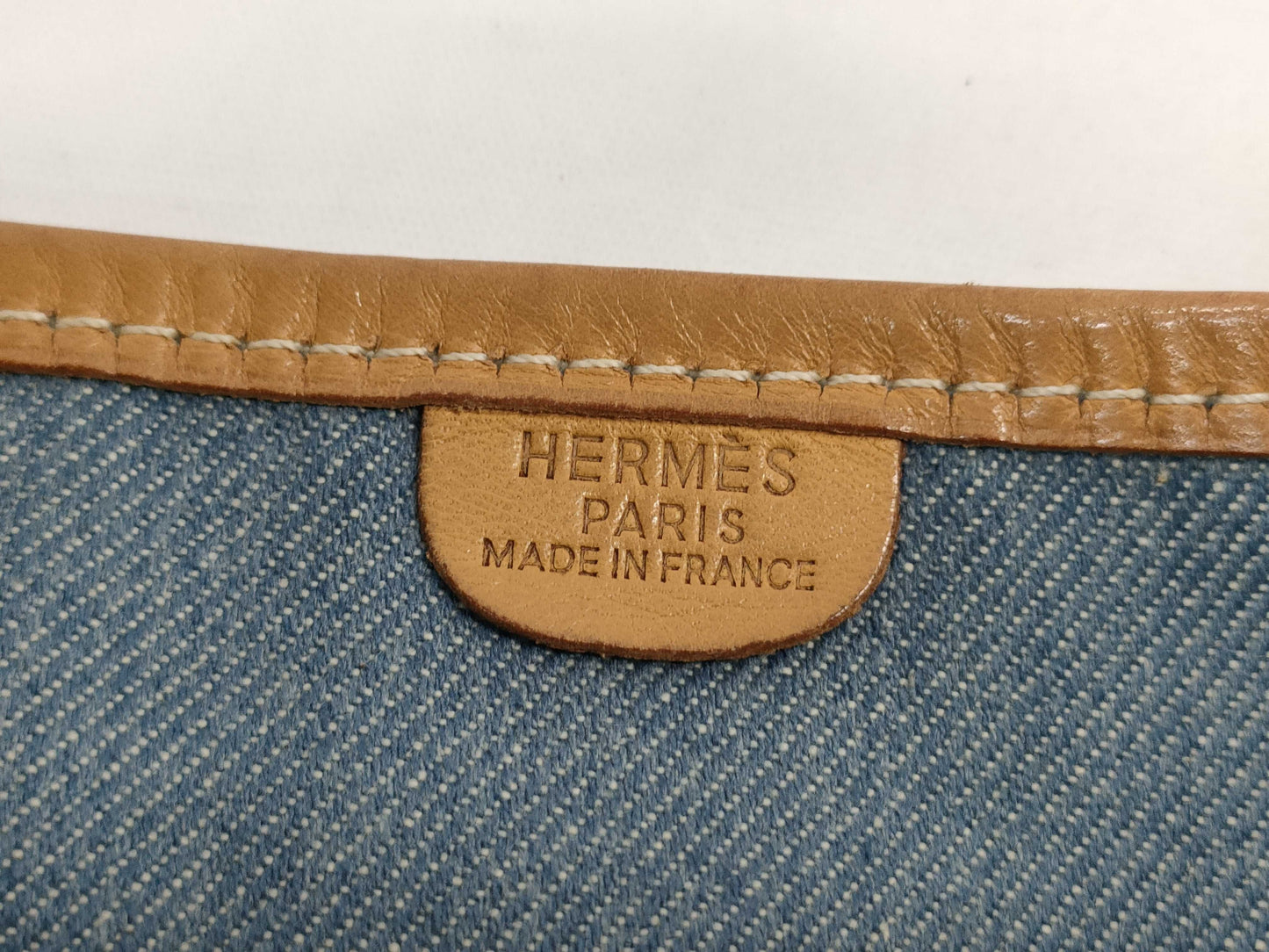 HERMES Evelyn 1GM Toile Jean Vache Gold GP 〇X Stamped Shoulder Bag