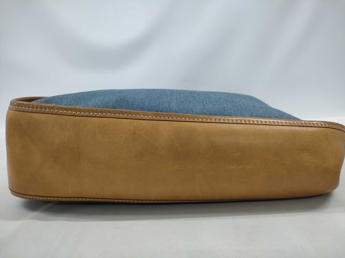 HERMES Evelyn 1GM Toile Jean Vache Gold GP 〇X Stamped Shoulder Bag