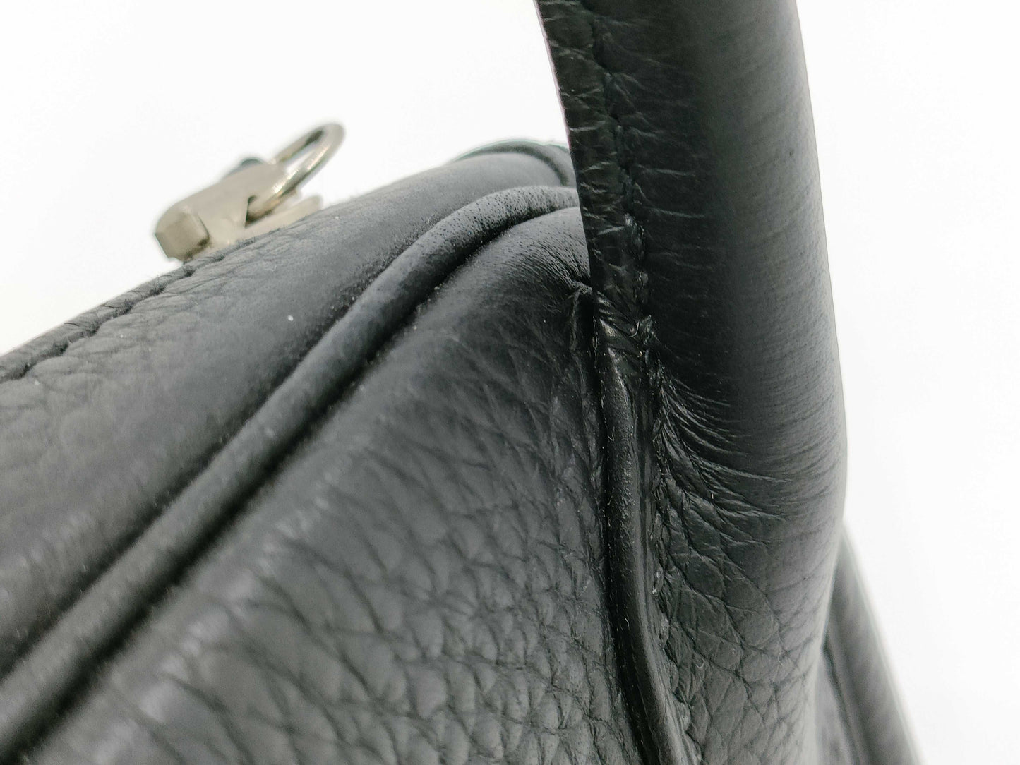 HERMES Lindy 30 Taurillon Clemence Black Stainless Steel Handbag with A Stamp