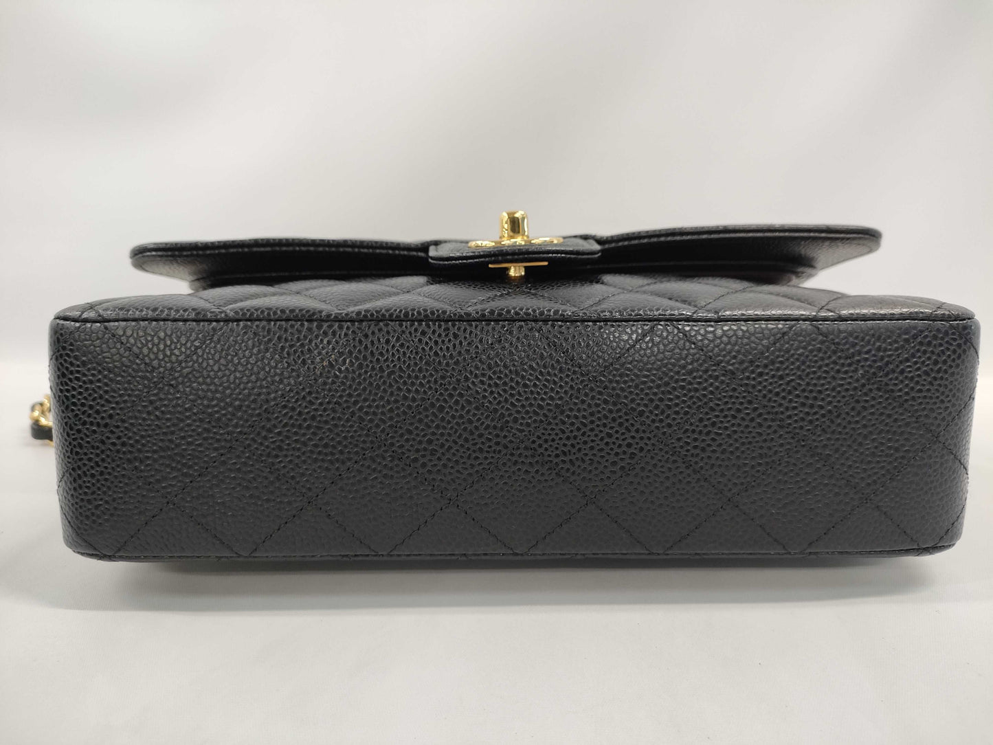 CHANEL Double Flap Caviar Black GP Shoulder Bag