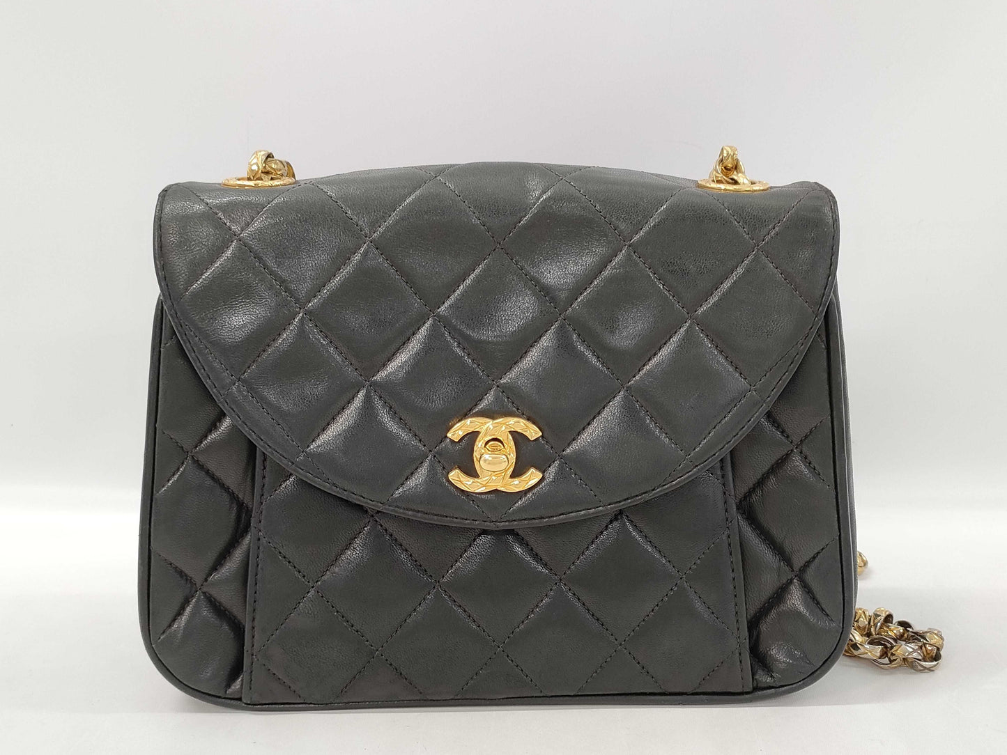 CHANEL Jeweled Chain Shoulder Bag, Lamb, Black, GP