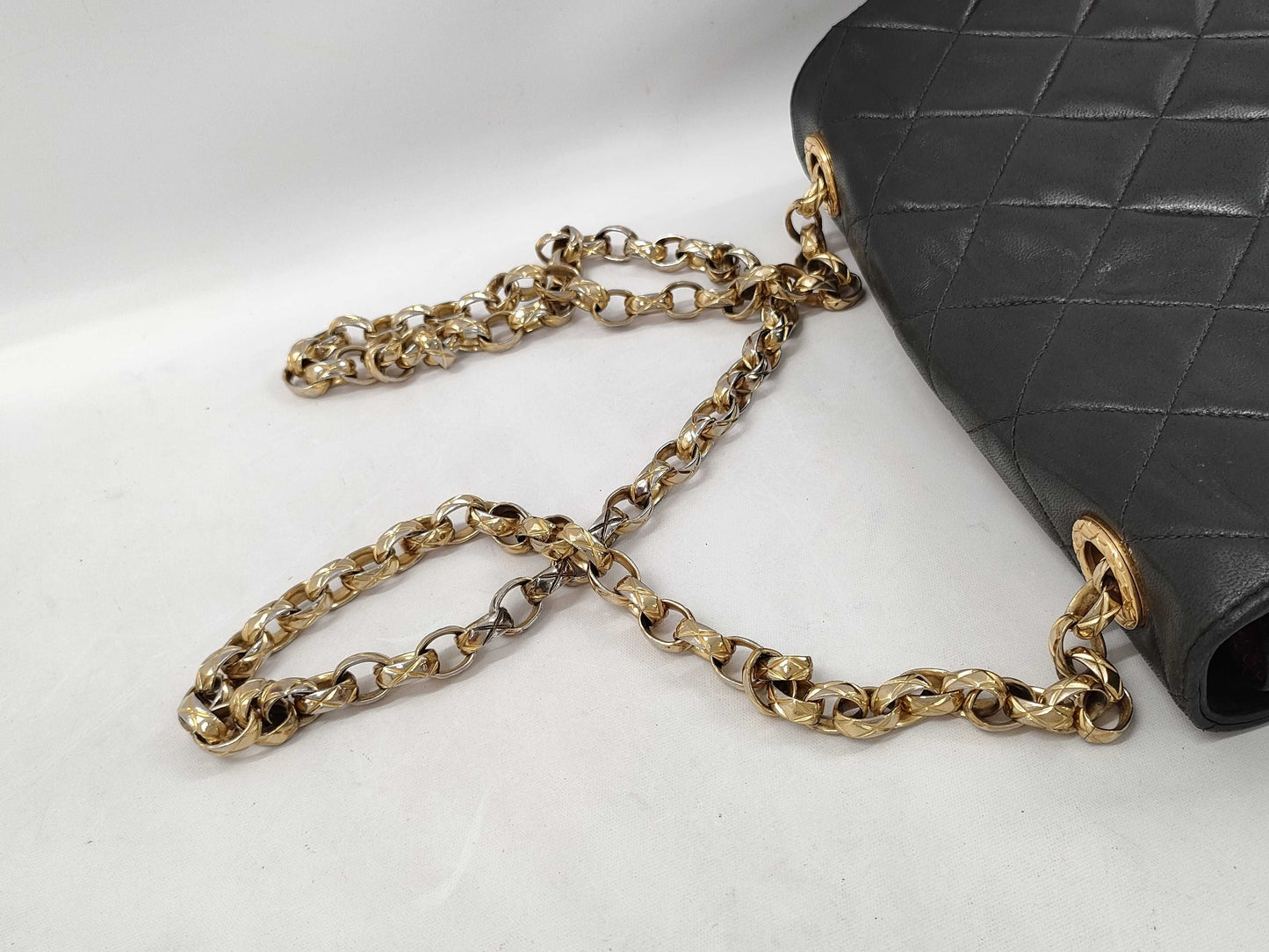 CHANEL Jeweled Chain Shoulder Bag, Lamb, Black, GP