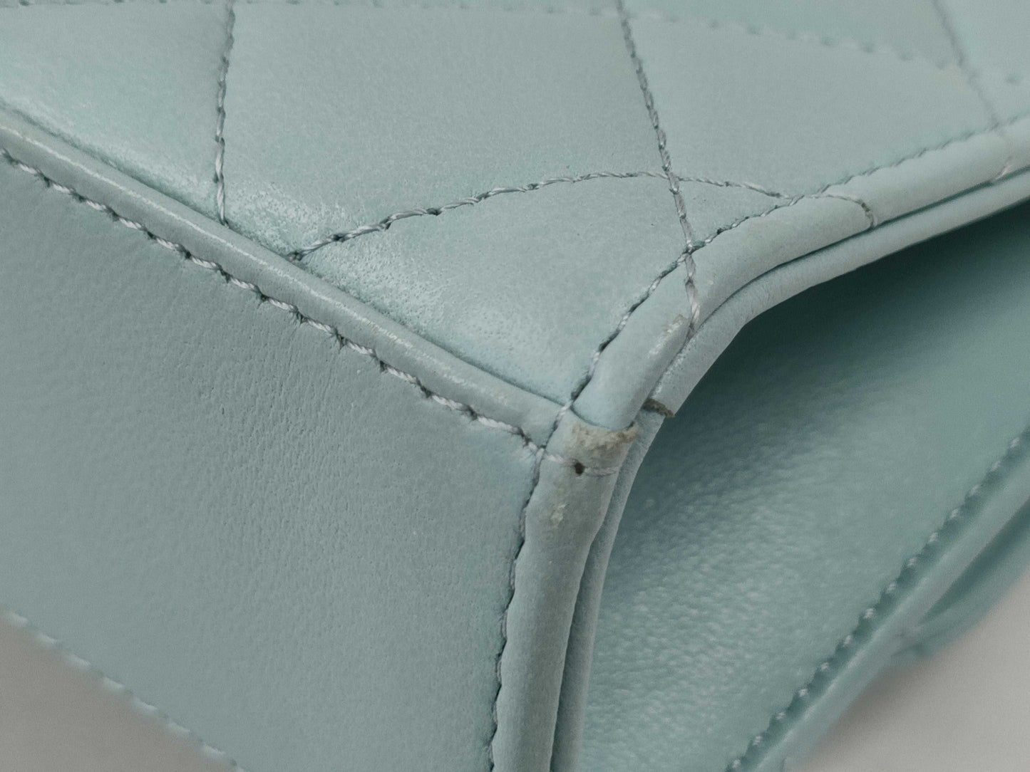 CHANEL Mini Chain Shoulder Bag in Lamb Light Blue GP