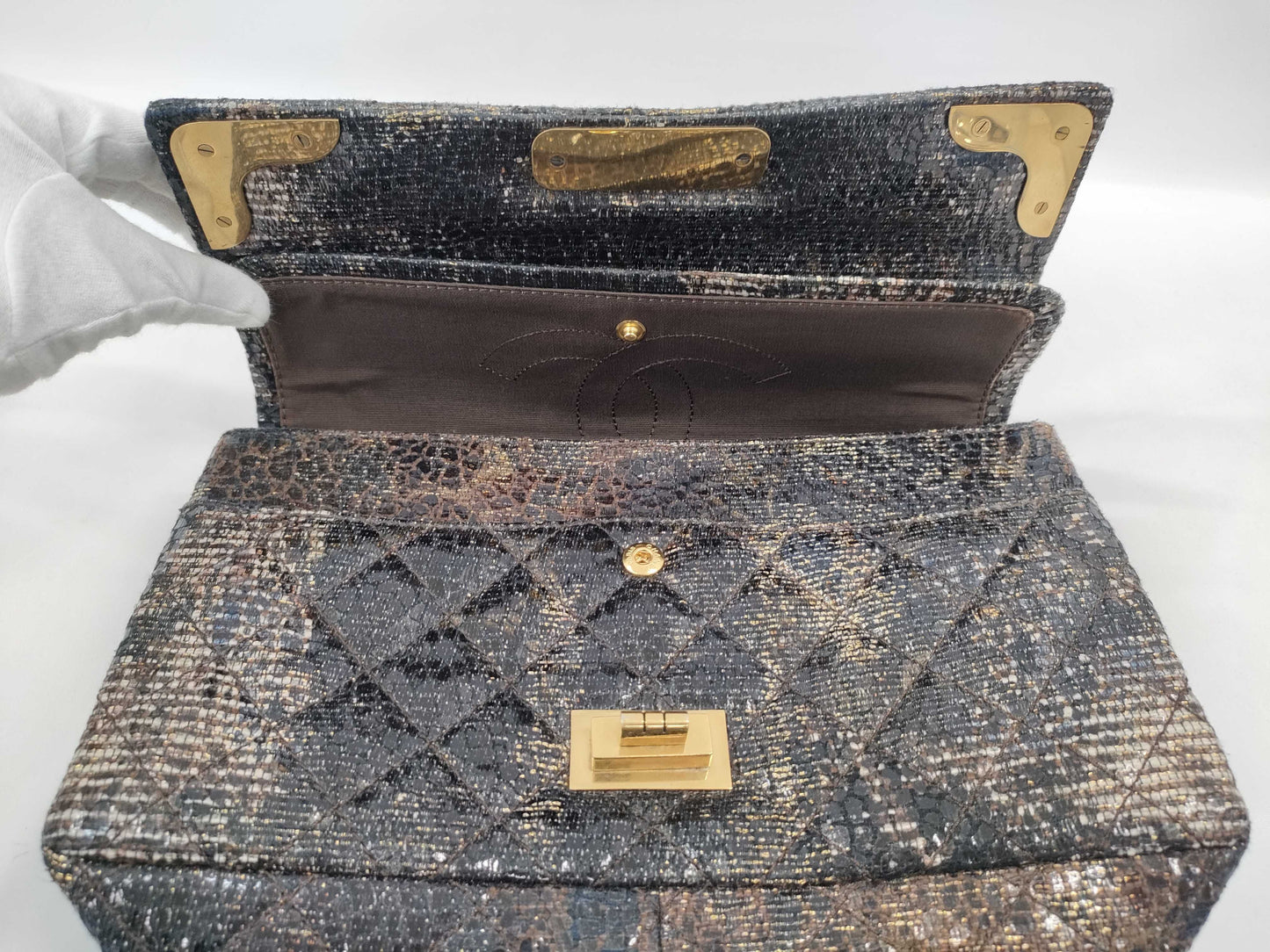 CHANEL 2.55 Chain Shoulder Canvas Multicolor GP Shoulder Bag