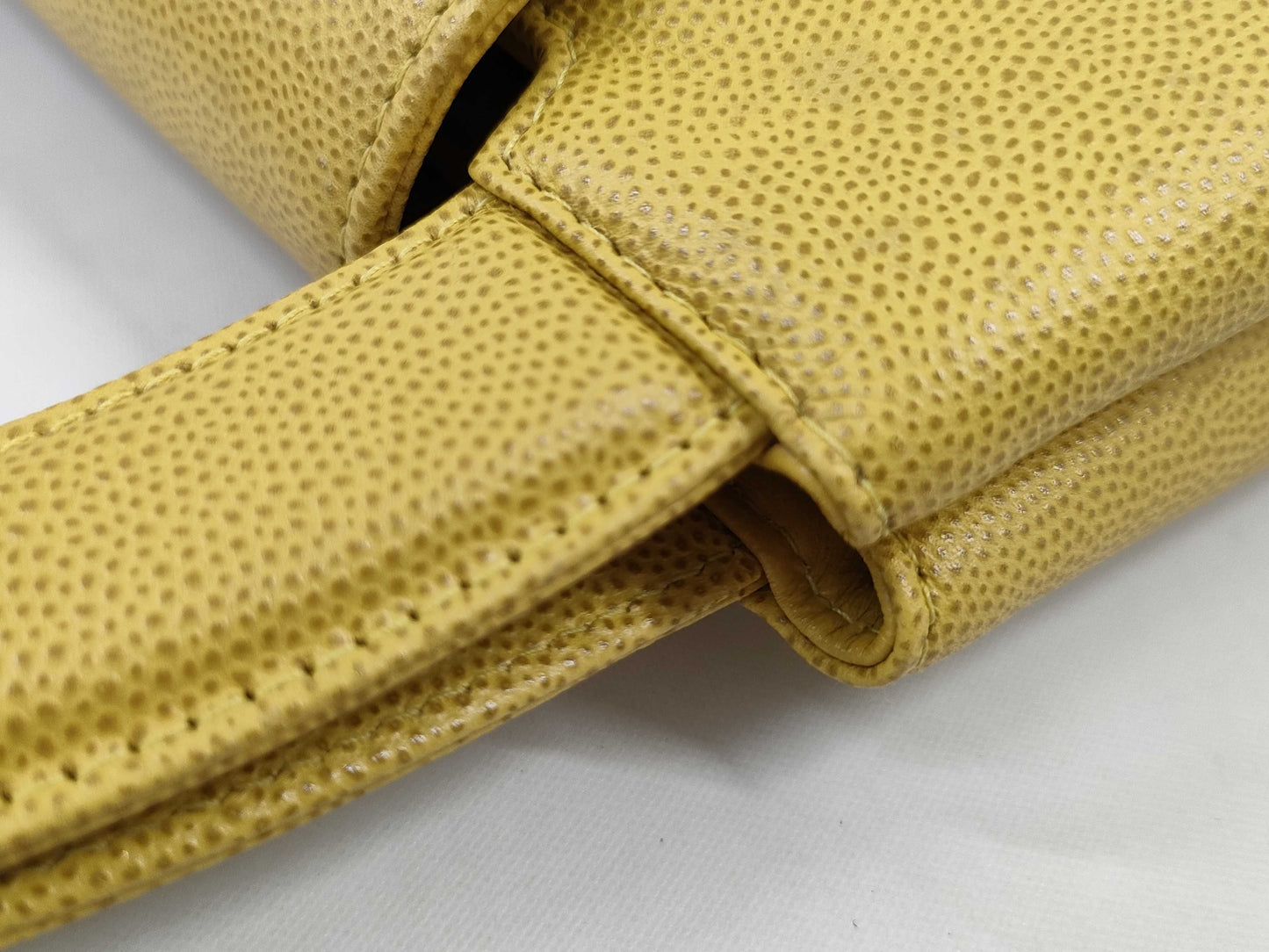 CHANEL Turnlock Caviar Yellow GP Handbag