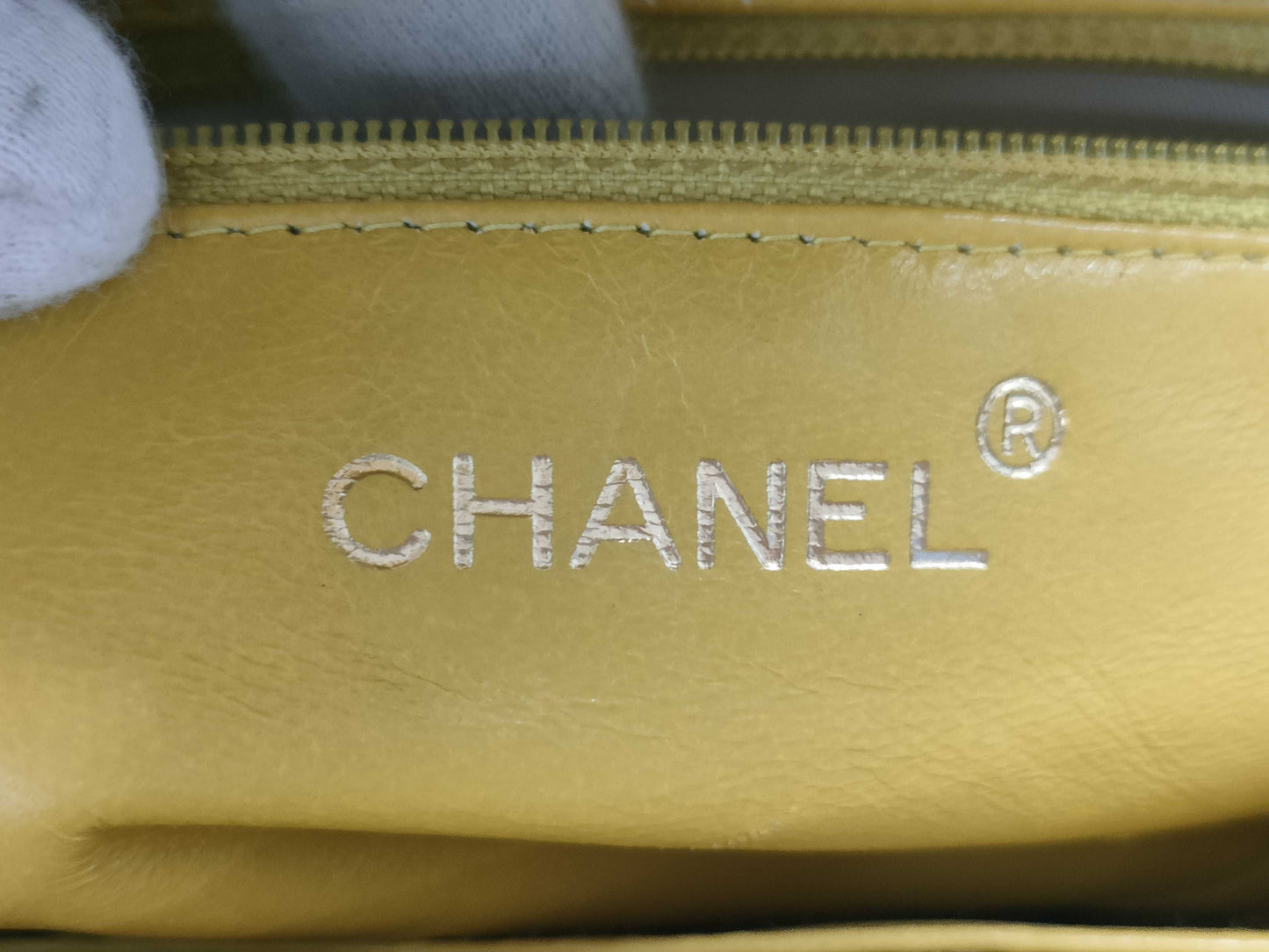 CHANEL Turnlock Caviar Yellow GP Handbag