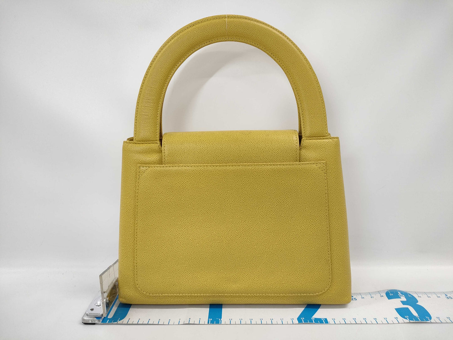 CHANEL Turnlock Caviar Yellow GP Handbag