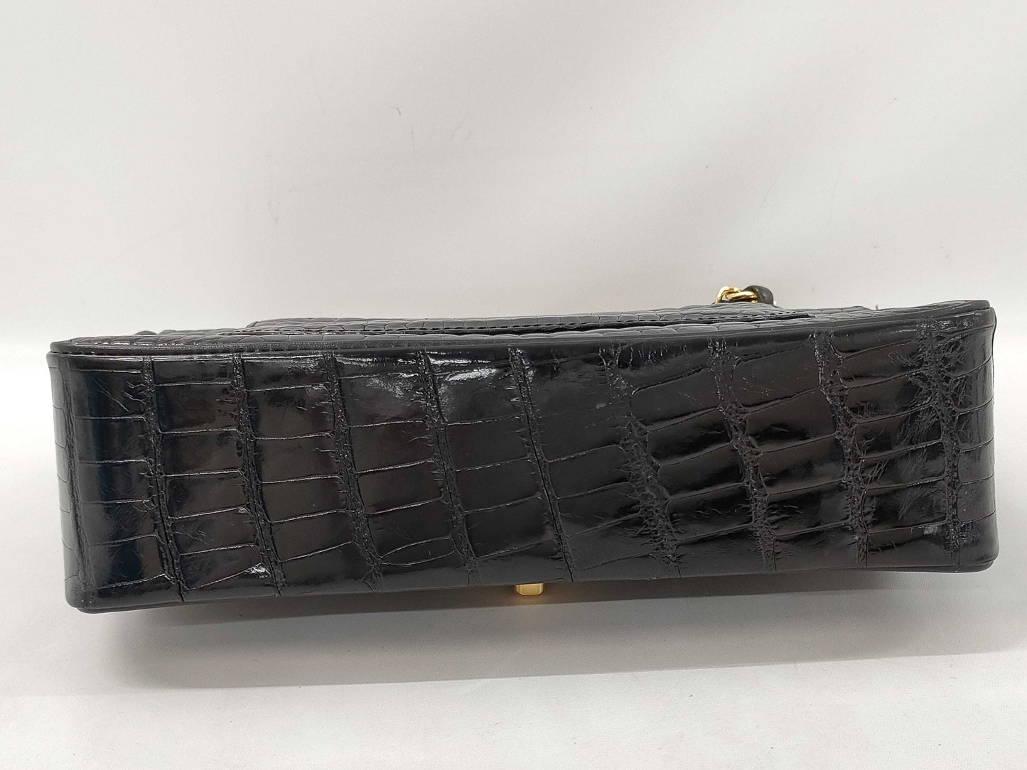 CHANEL Double Flap Crocodile Black GP Shoulder Bag