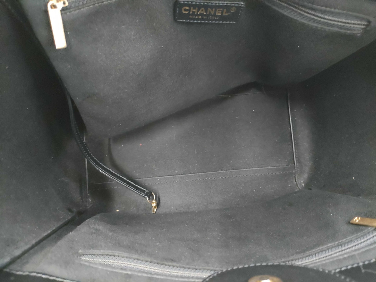 CHANEL Deauville Studded Calfskin Black GP Tote Bag