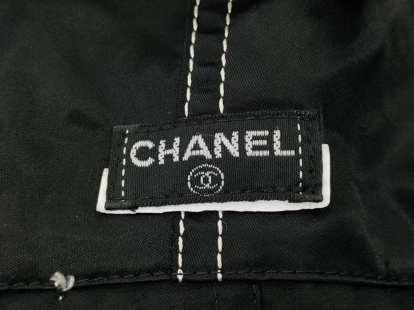 CHANEL Hooded Coat Nylon Black Jacket