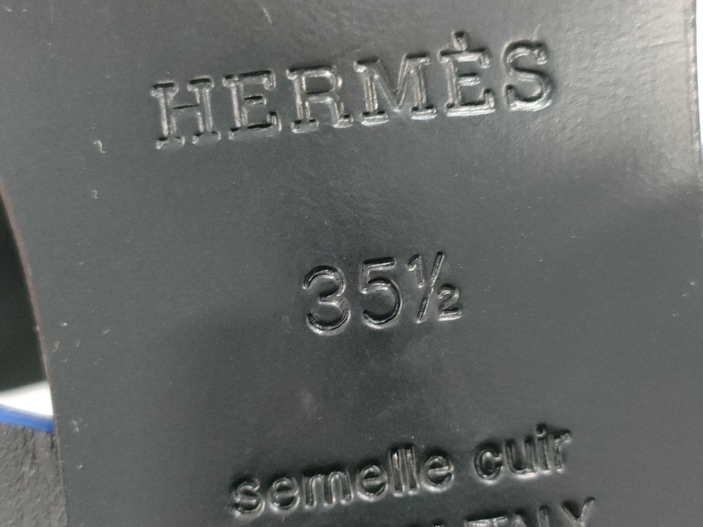 HERMES Izzy Sandals - Black/Blue, Size 35 1/2