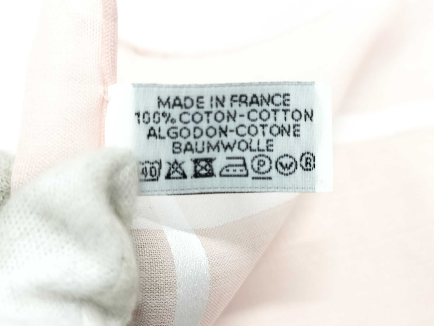 HERMES Handkerchief H Relief Cotton Rose Clair Other Accessories