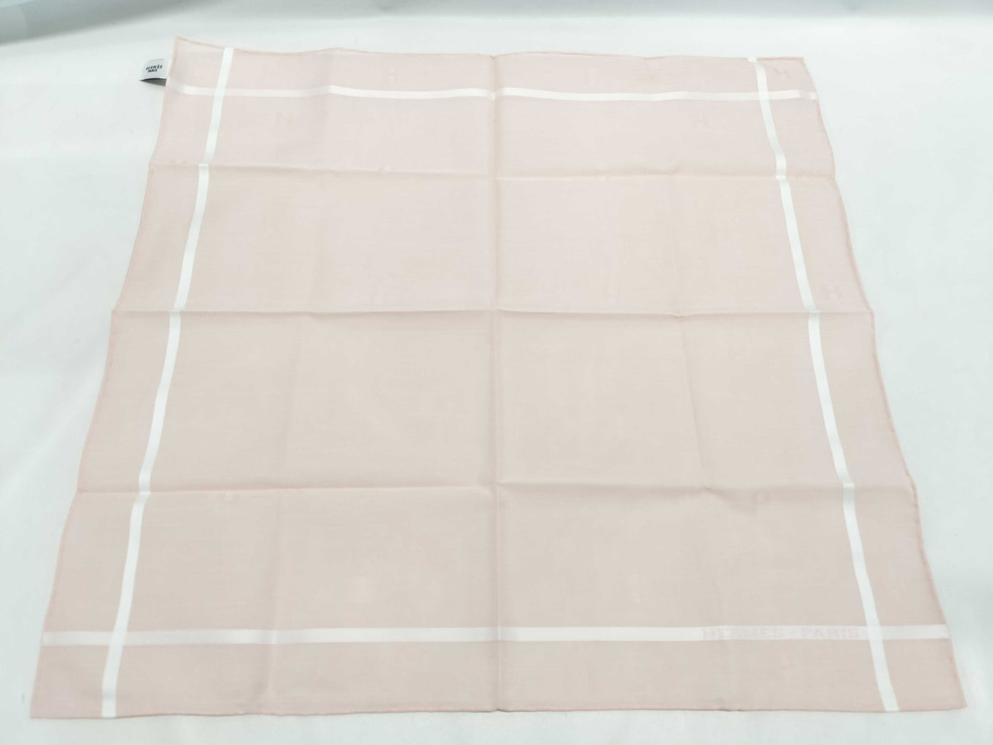 HERMES Handkerchief H Relief Cotton Rose Clair Other Accessories