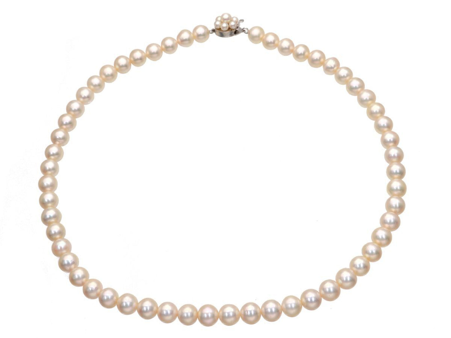 TASAKI Akoya Pearl Necklace, Diameter 7.6mm-8.0mm, Sterling Silver, 36.1g