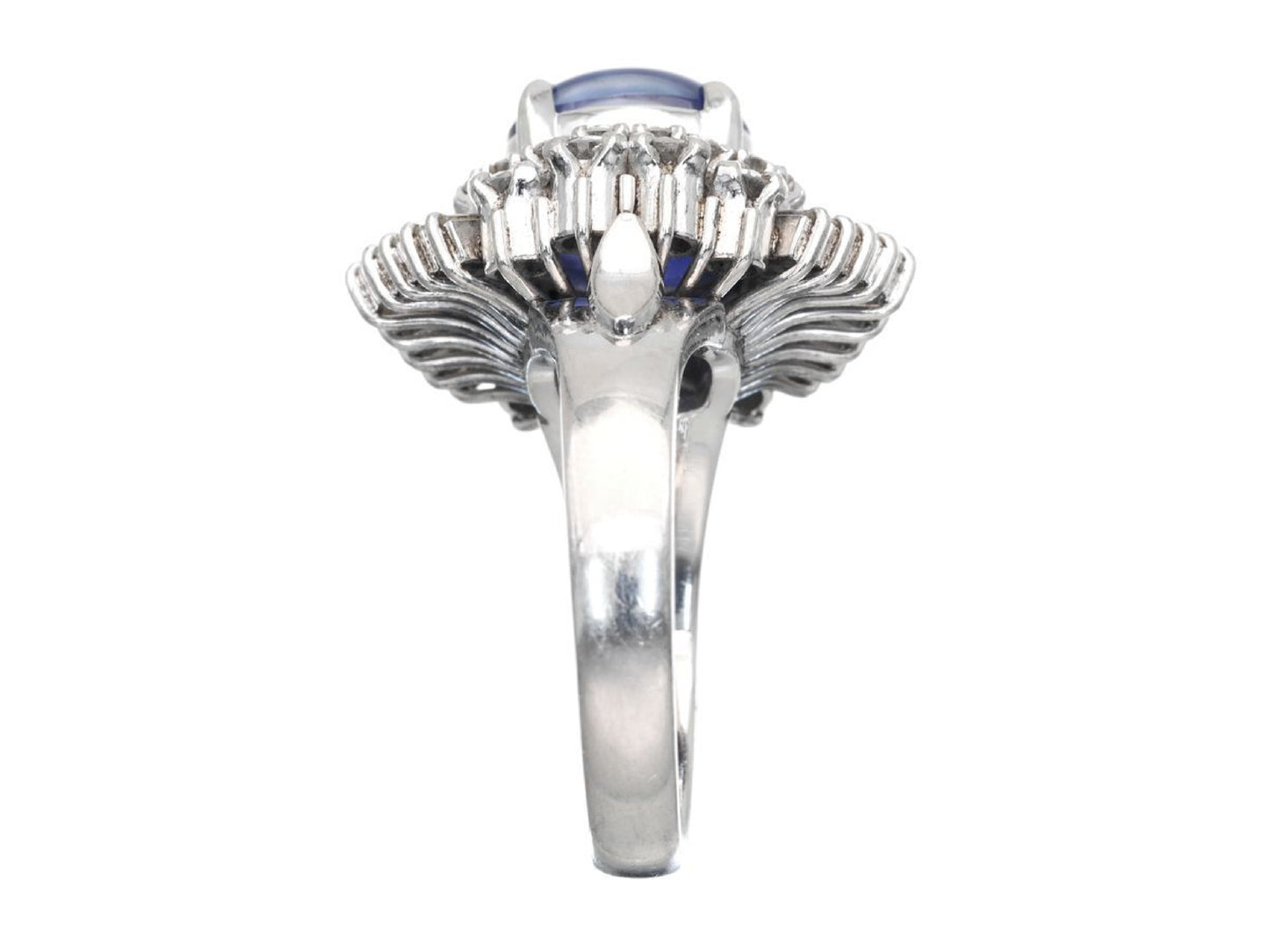 Stainless steel 4.04ct diamond, 1.00ct diamond, Pm900, 10.3g ring