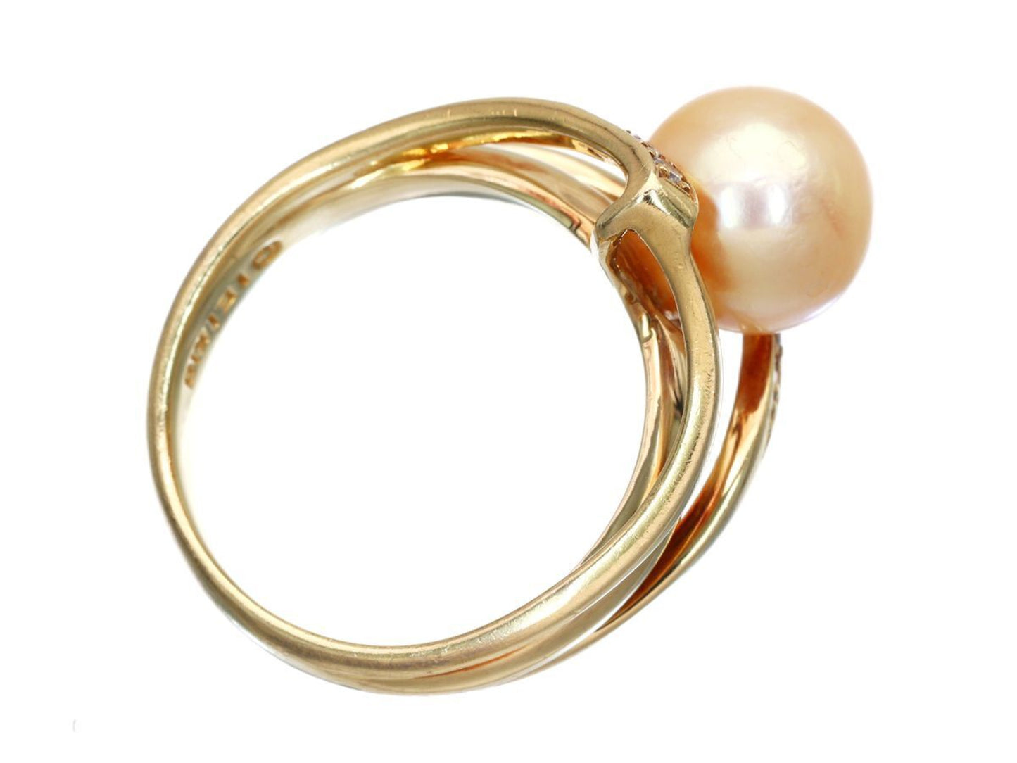 Pearl, diameter approximately 7.9mm, D0.06ct, 18K Gold, 5.0g, Ring
