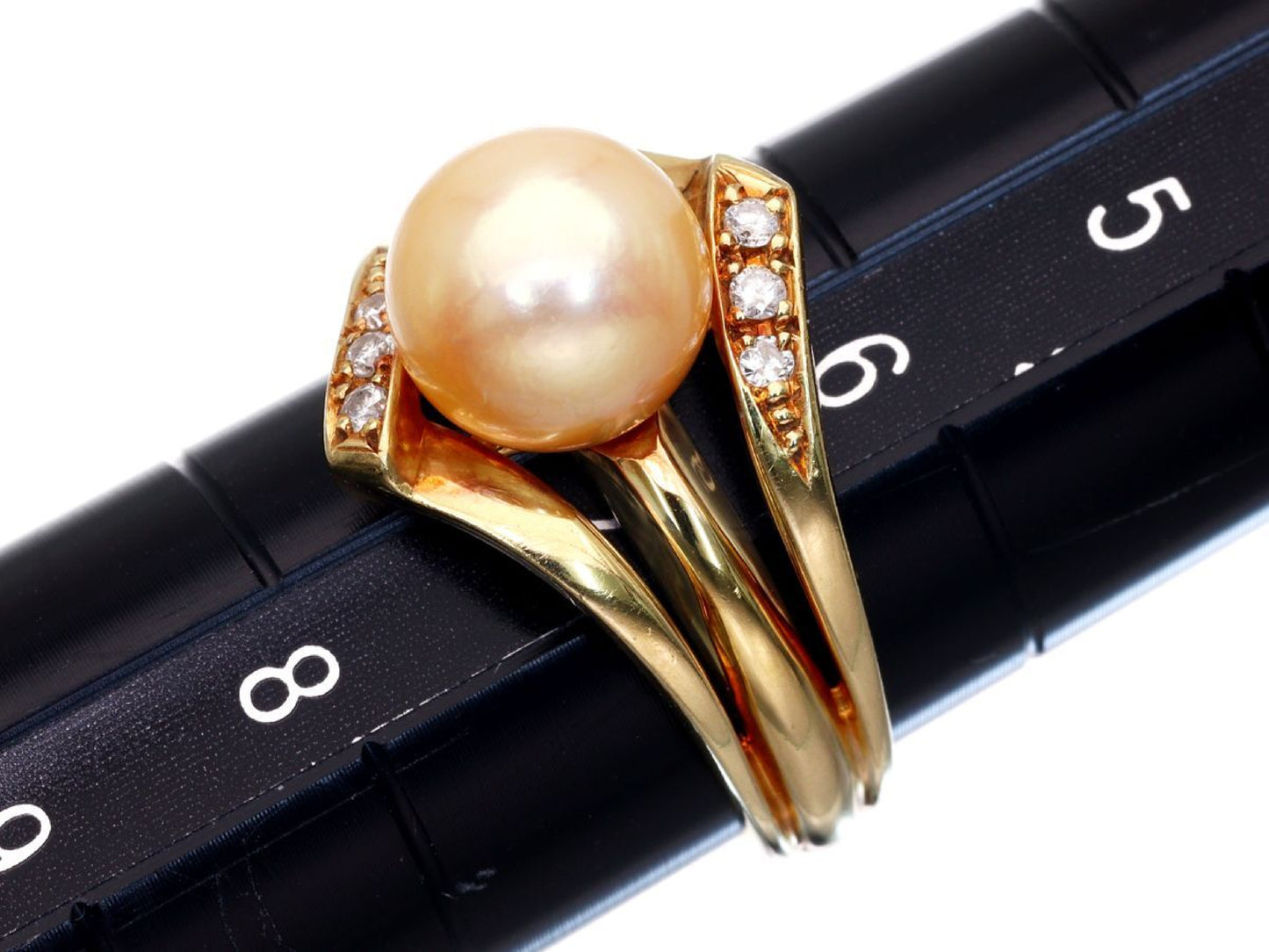 Pearl, diameter approximately 7.9mm, D0.06ct, 18K Gold, 5.0g, Ring