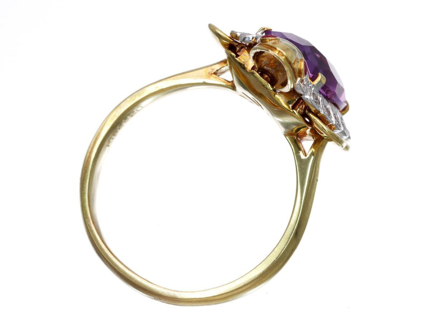 Turtle Motif Amethyst Ruby D0.20ct K18 8.6g Ring