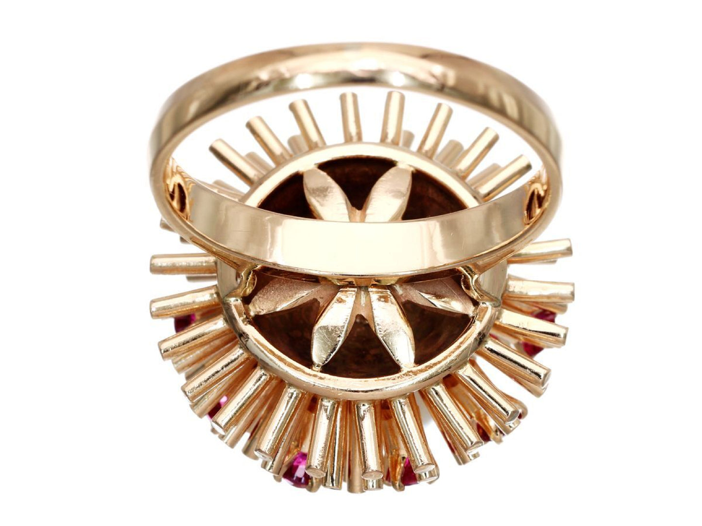 Akoya pearl ring, approximately 7.9mm diameter, ruby, 14K gold, 9.5g