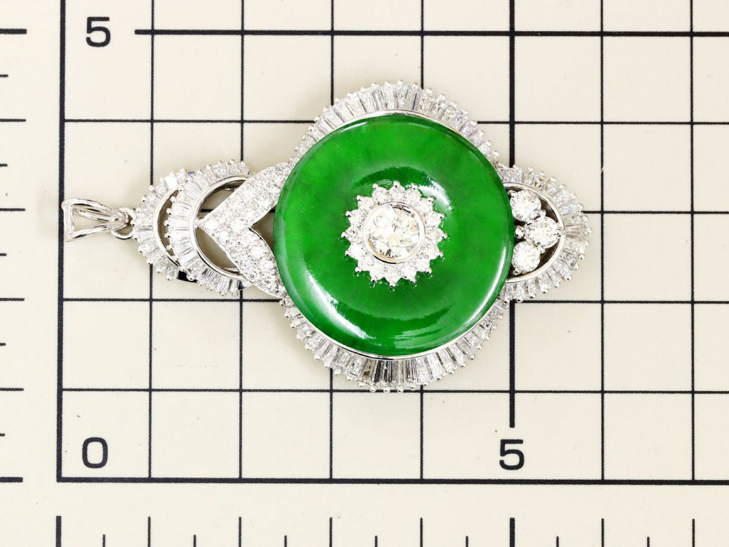Jadeite and Diamond PT900 Pendant Top 25.0g