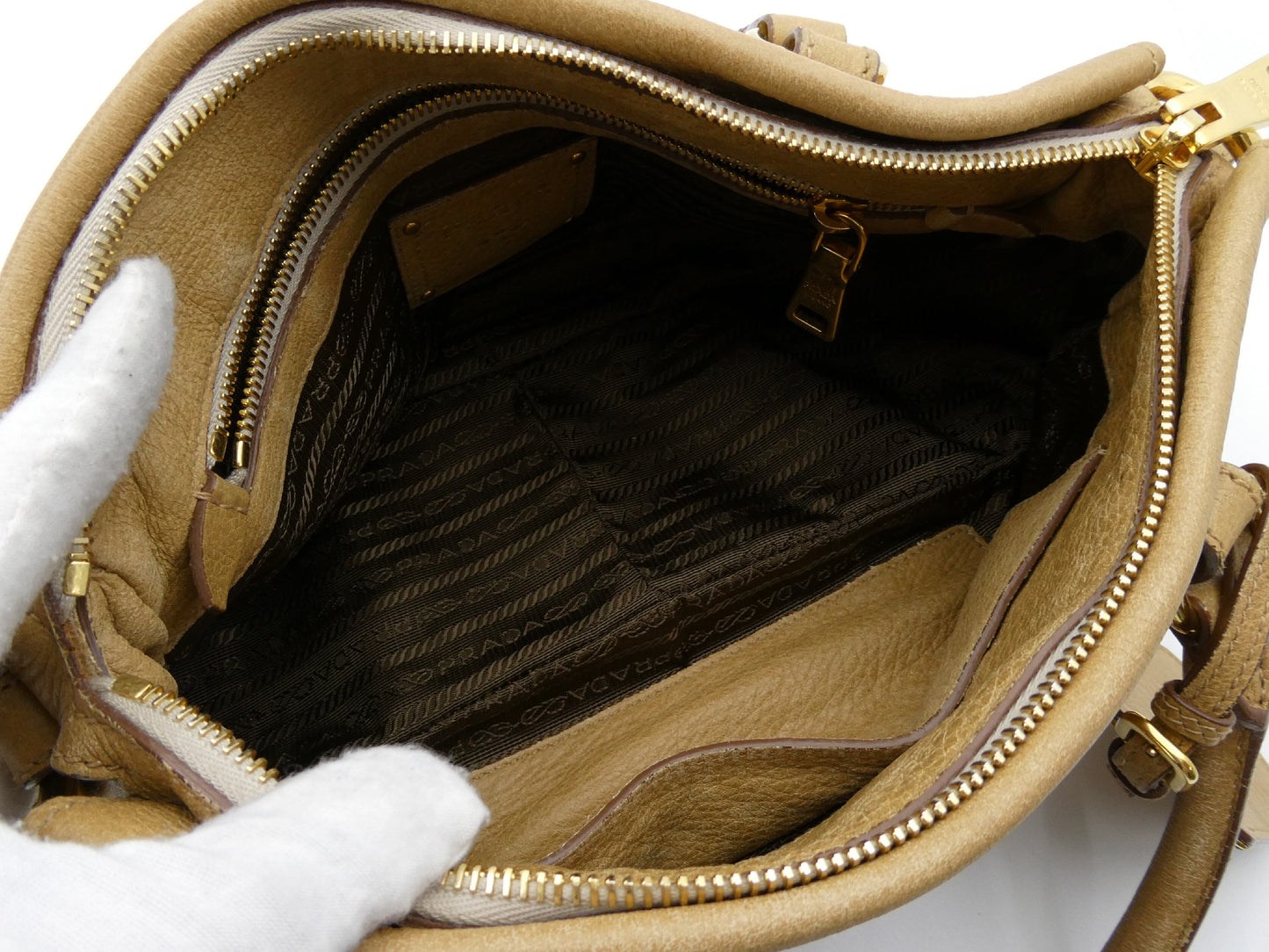 PRADA logo leather 2-way handbag