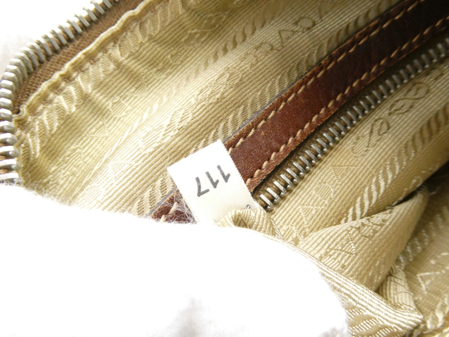 PRADA Logo Jacquard Canvas and Leather Shoulder Bag