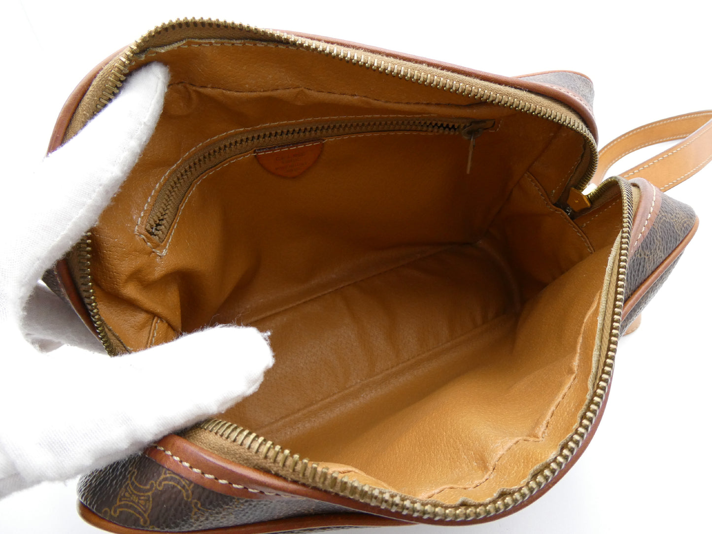 CELINE Circle Logo Macadam PVC Leather Shoulder Bag
