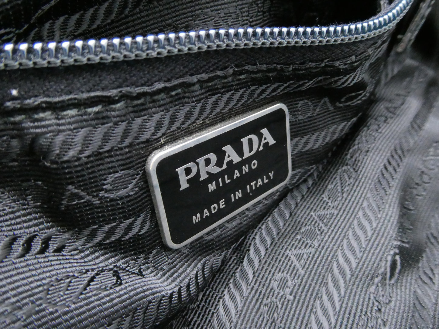PRADA logo plate nylon and leather backpack