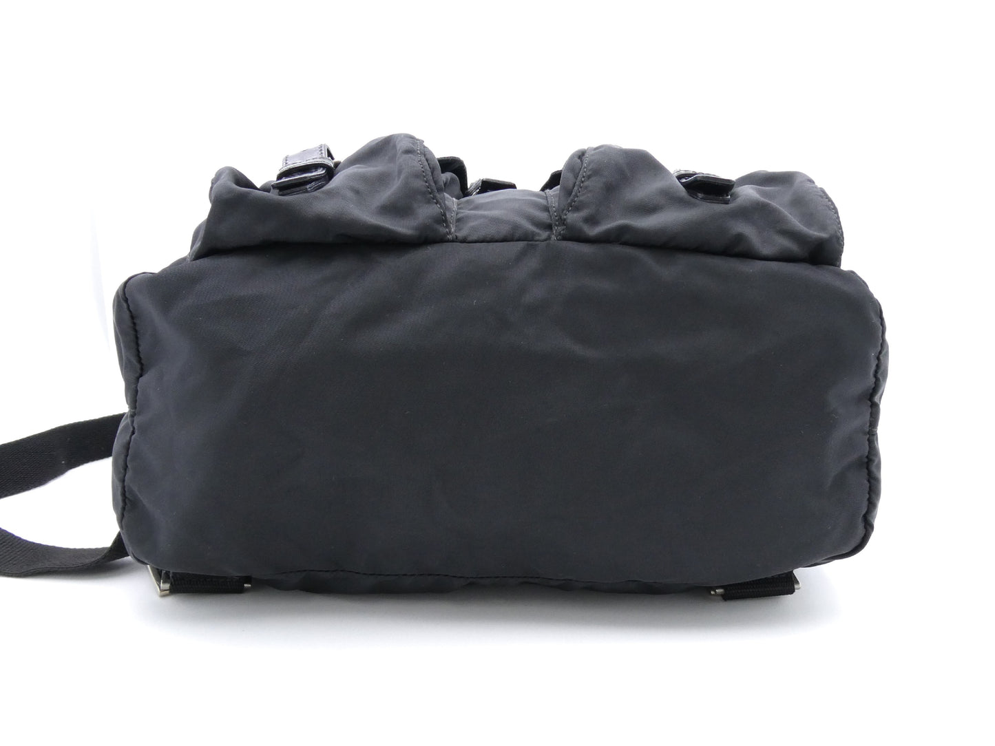 PRADA logo plate nylon and leather backpack