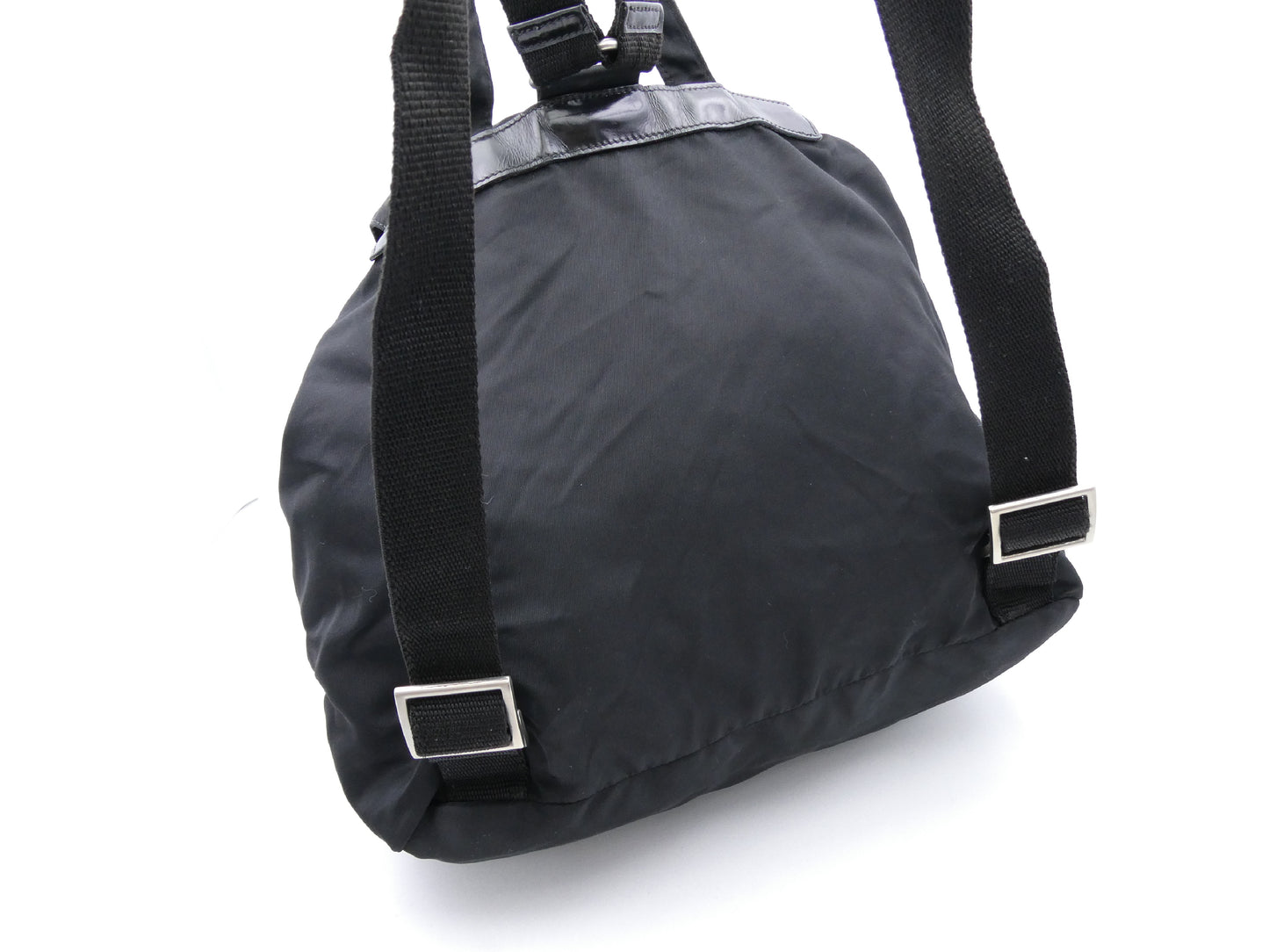 PRADA logo plate nylon and leather backpack
