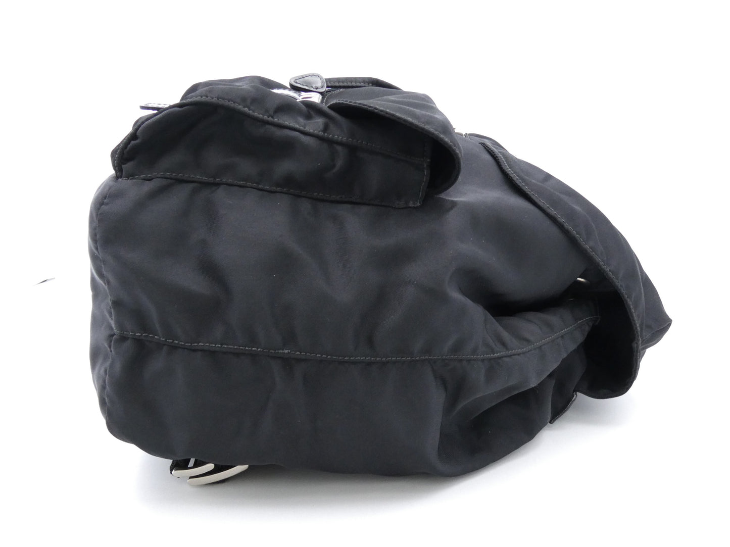 PRADA logo plate nylon and leather backpack