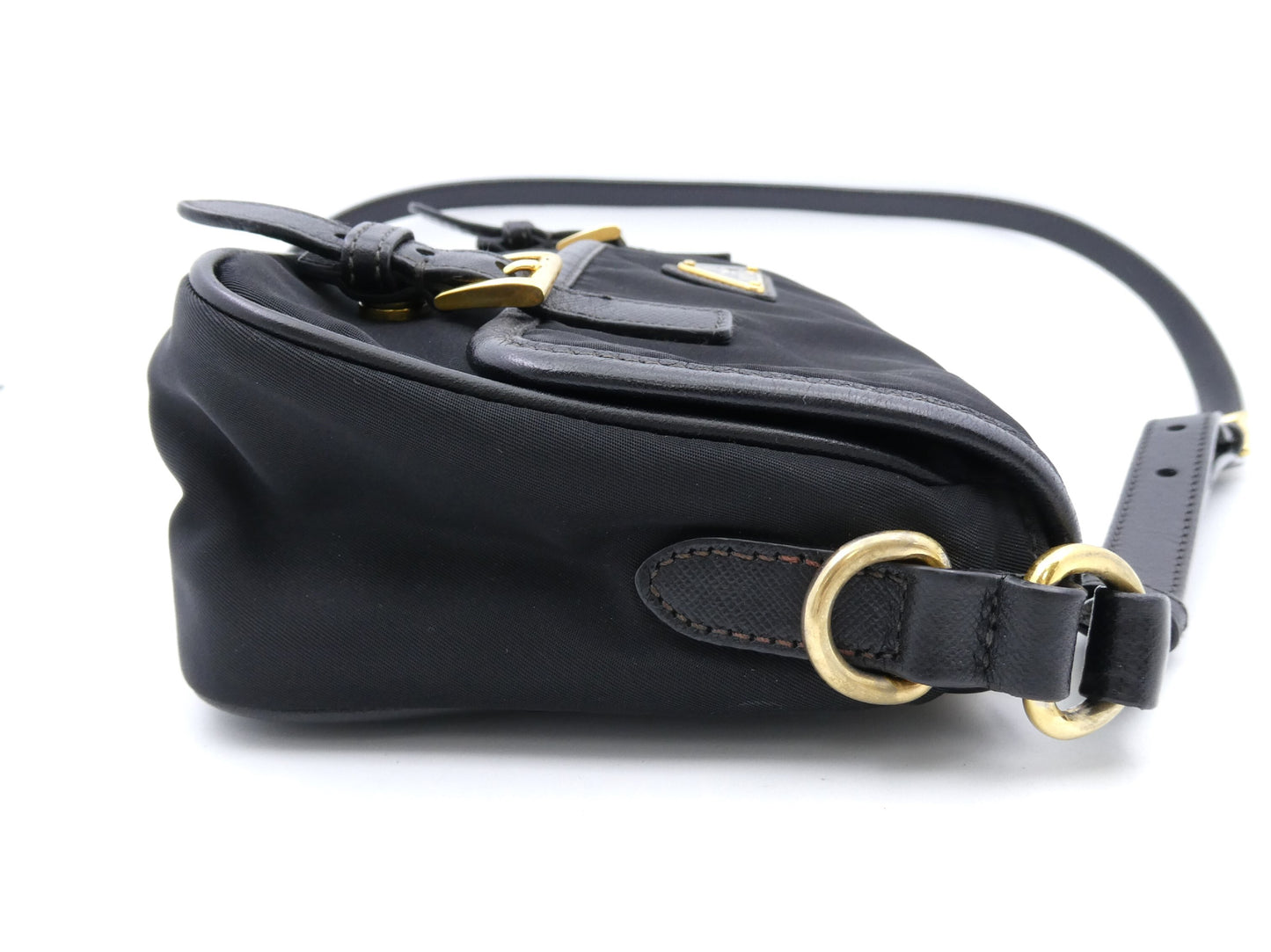 PRADA logo plate nylon shoulder bag