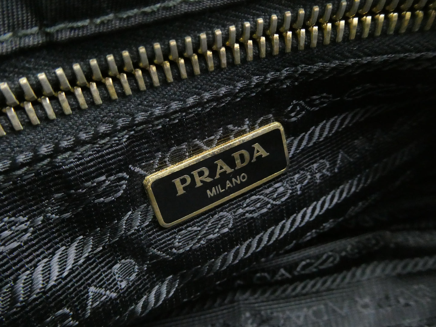 PRADA logo plate nylon shoulder bag