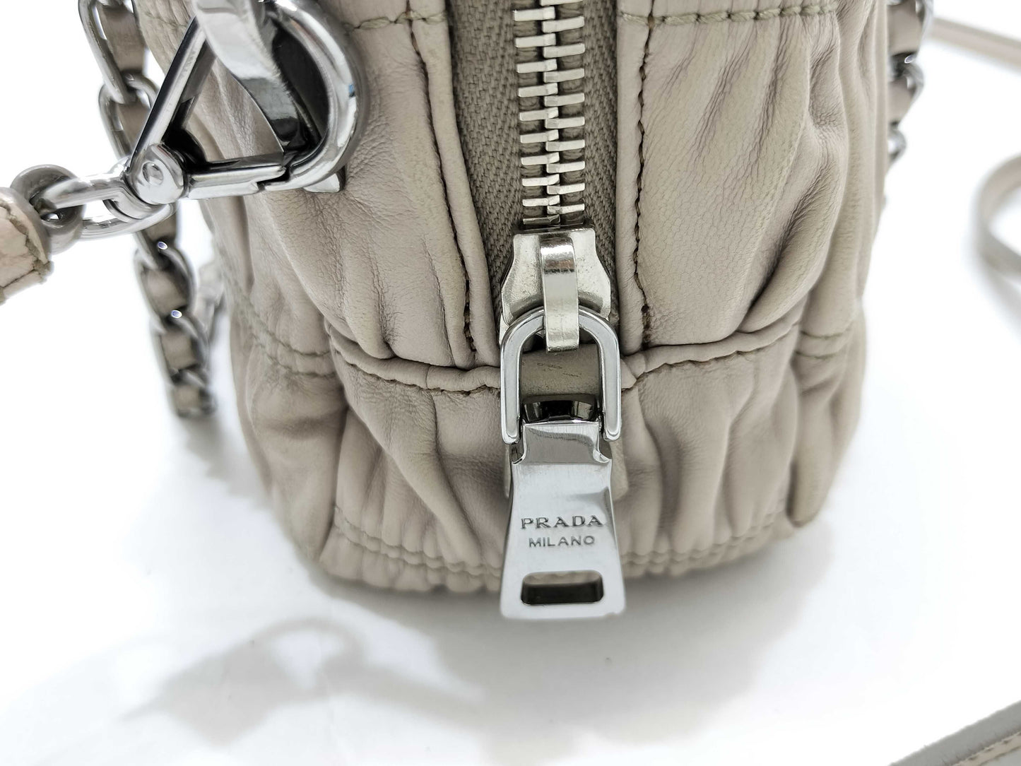 PRADA Gathered Logo Shoulder Bag Handbag