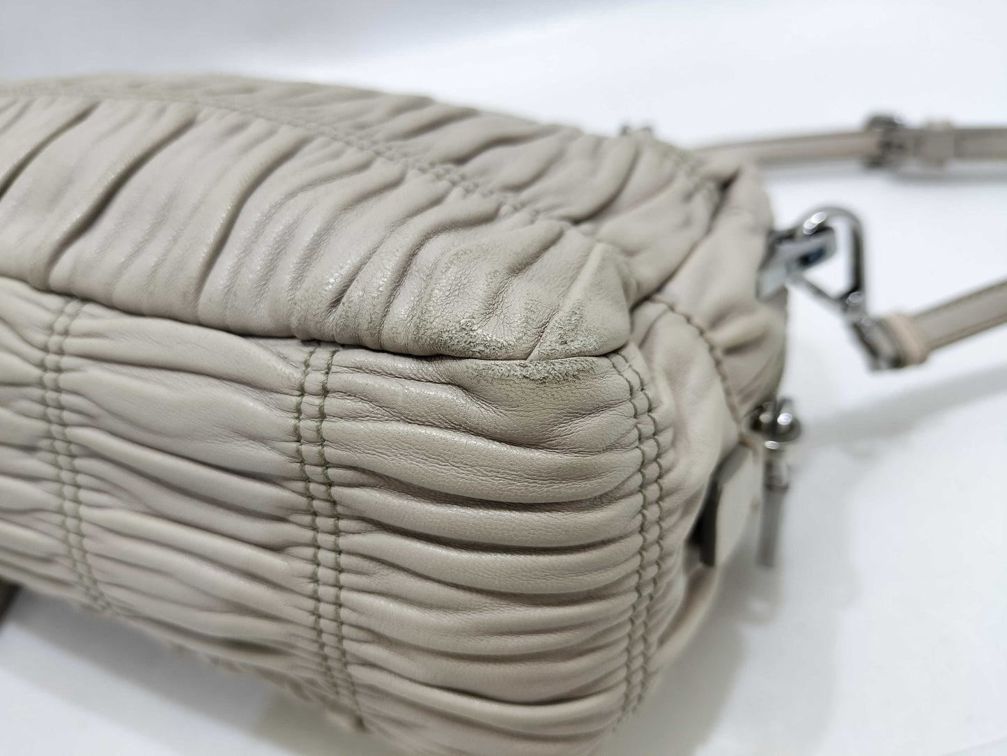 PRADA Gathered Logo Shoulder Bag Handbag