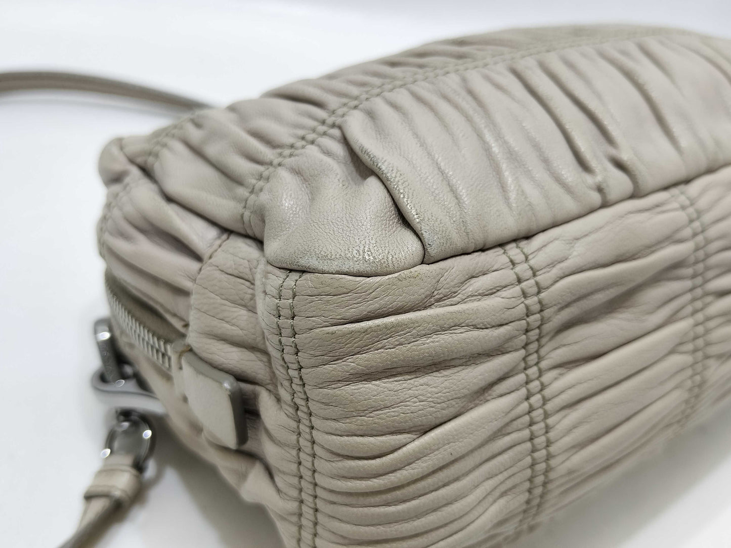 PRADA Gathered Logo Shoulder Bag Handbag