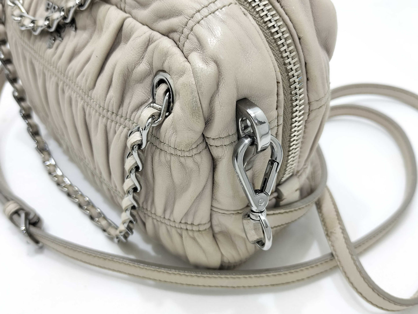 PRADA Gathered Logo Shoulder Bag Handbag