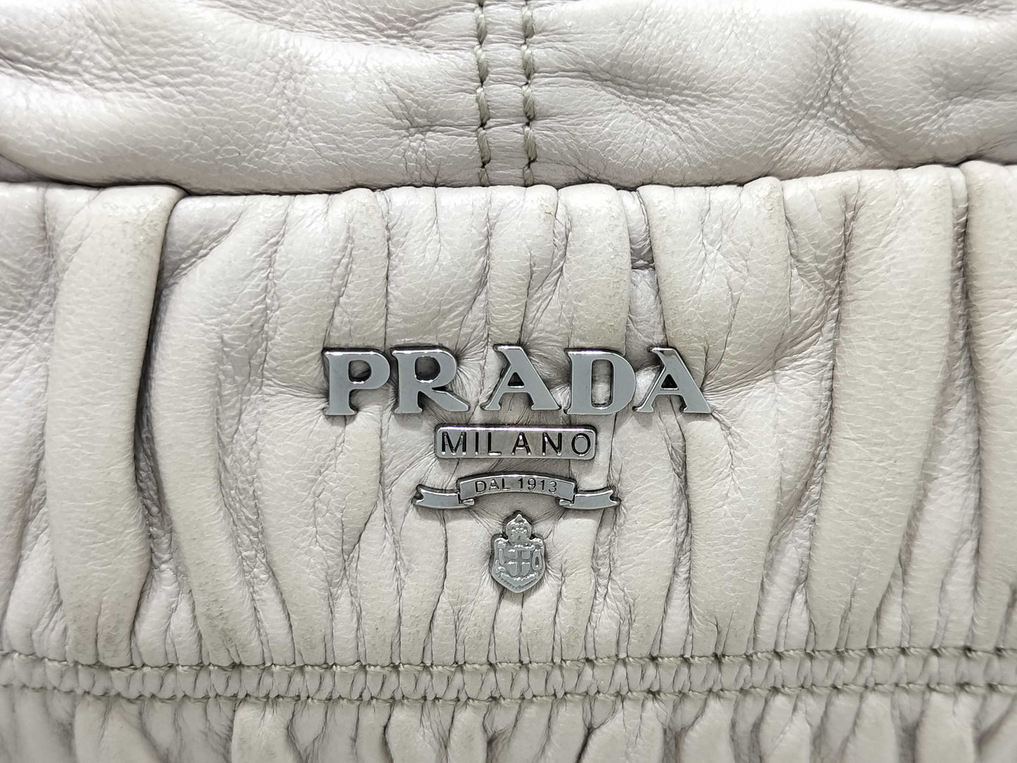 PRADA Gathered Logo Shoulder Bag Handbag