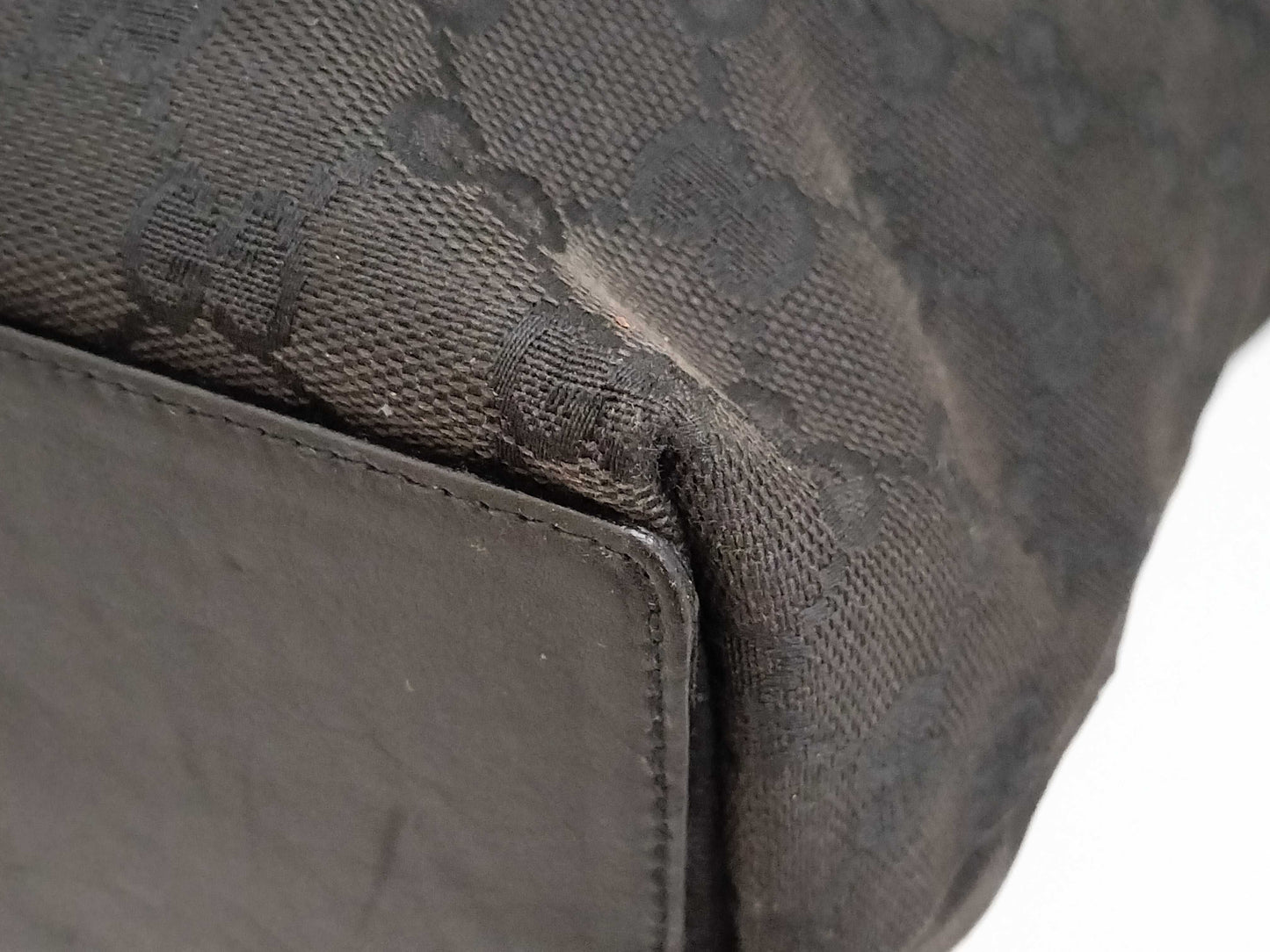 GUCCI GG Canvas GUCCI Gucci Canvas Leather Tote Bag Tote Bag