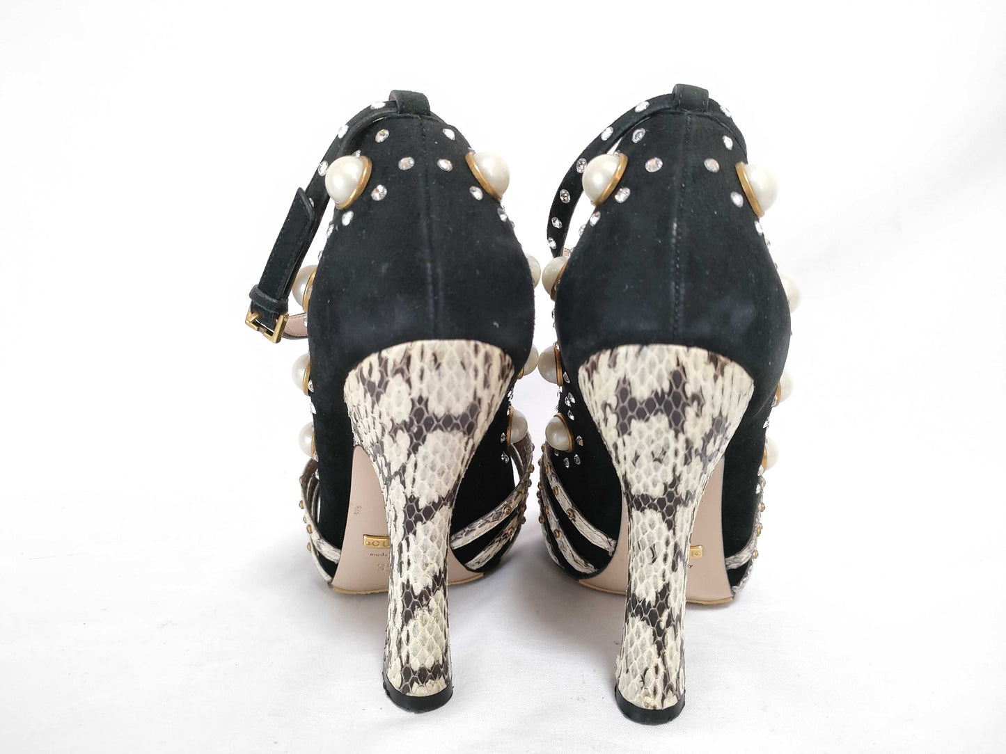 GUCCI GUCCI Tiger Head Python Pumps with Pearls
