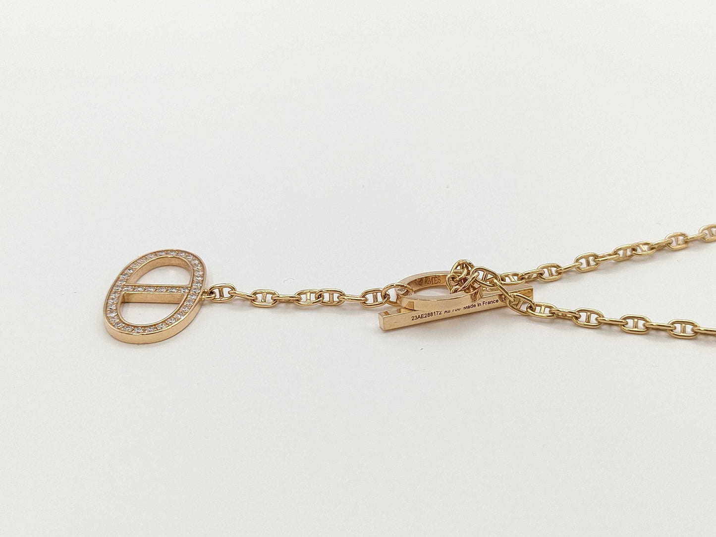 HERMES Contour LG Diamond PG Au750 10.4g Necklace