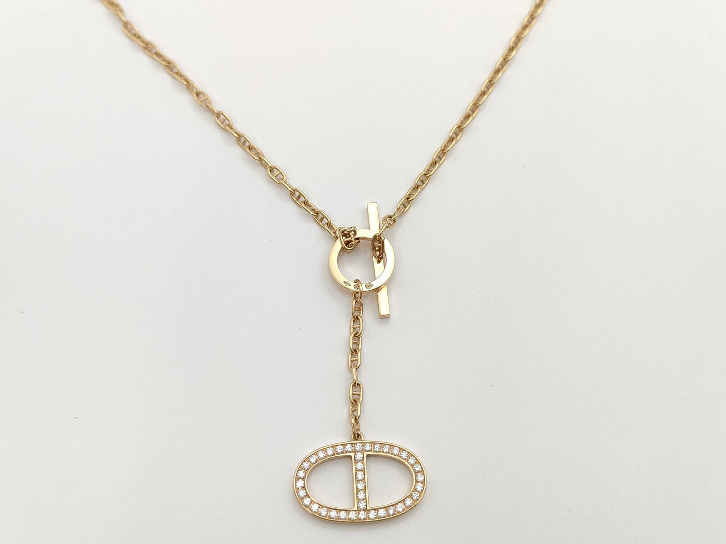 HERMES Contour LG Diamond PG Au750 10.4g Necklace