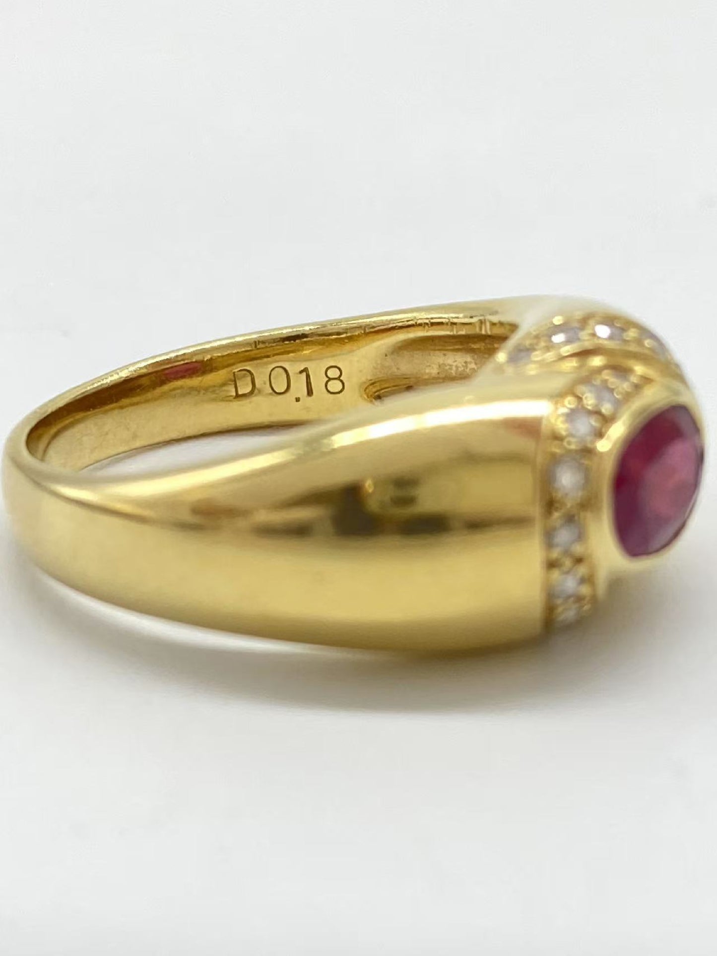 Rubellite 0.94ct D0.18ct K18 7.0g Ring