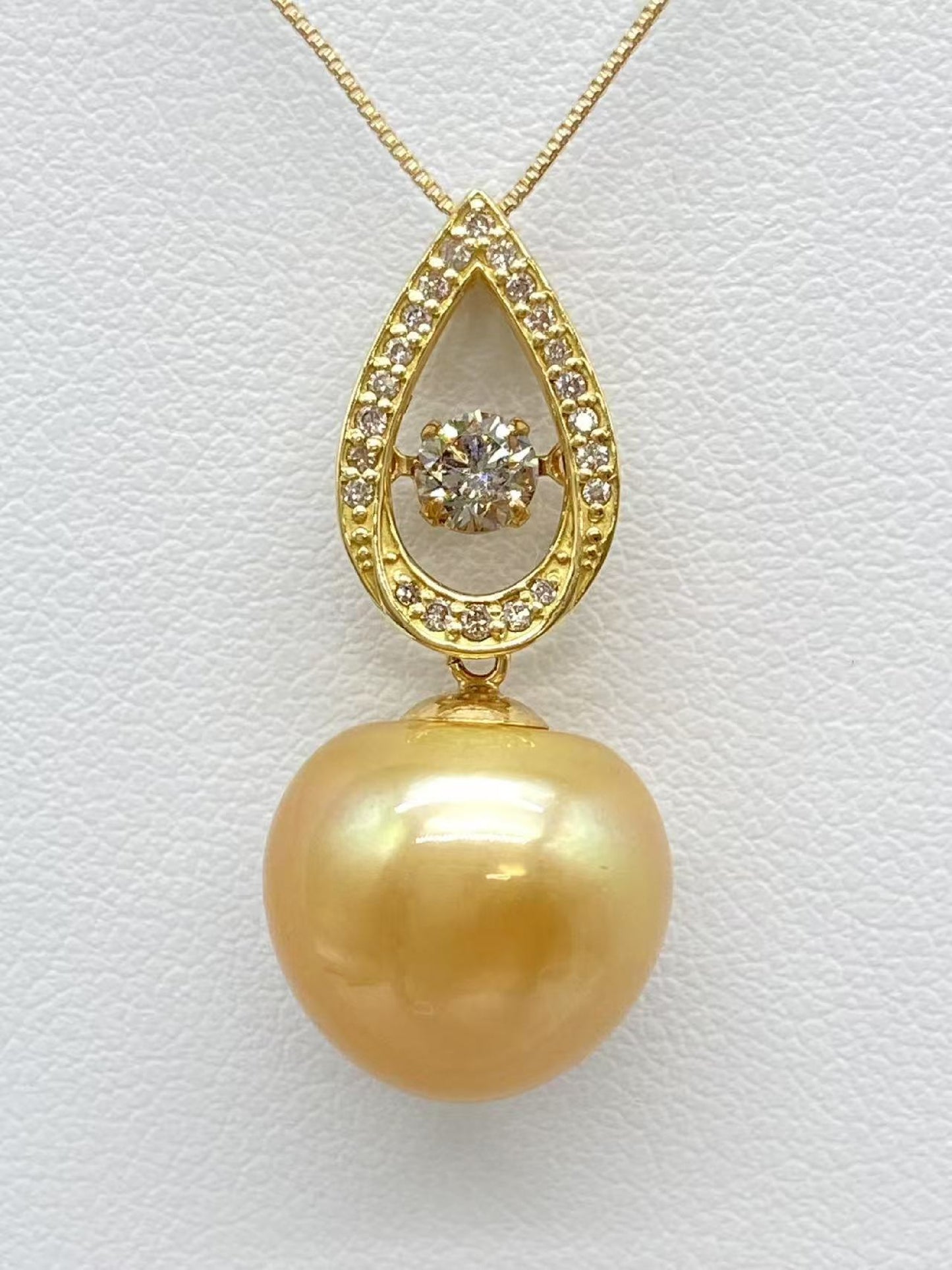 Pearl 13.6mm D0.28ct FD0.1ct K18 6.2g Necklace