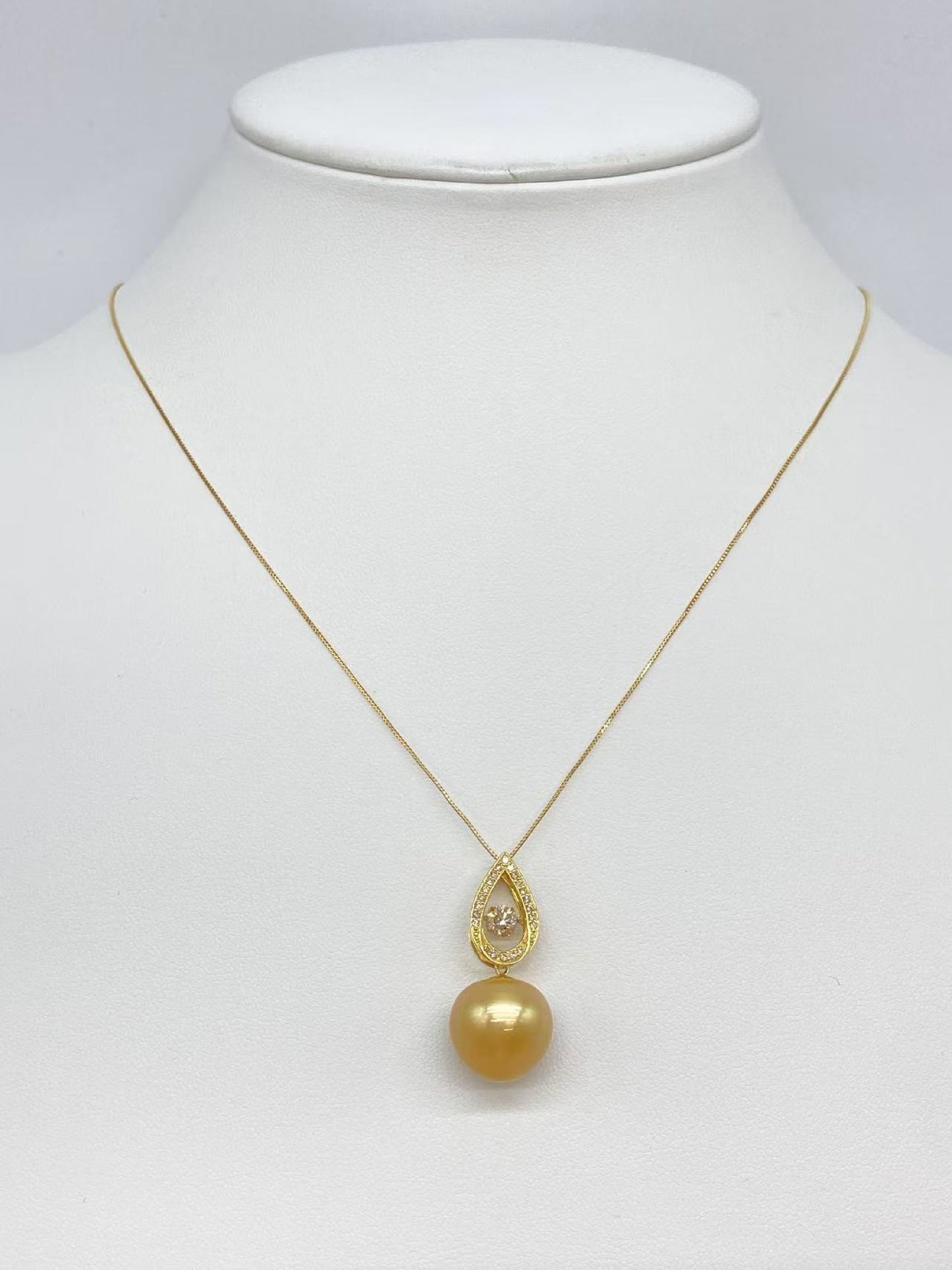 Pearl 13.6mm D0.28ct FD0.1ct K18 6.2g Necklace