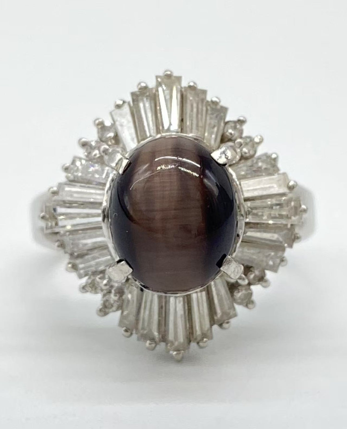 1.9ct colored stone, D1.47ct, Pt900, 8.3g ring