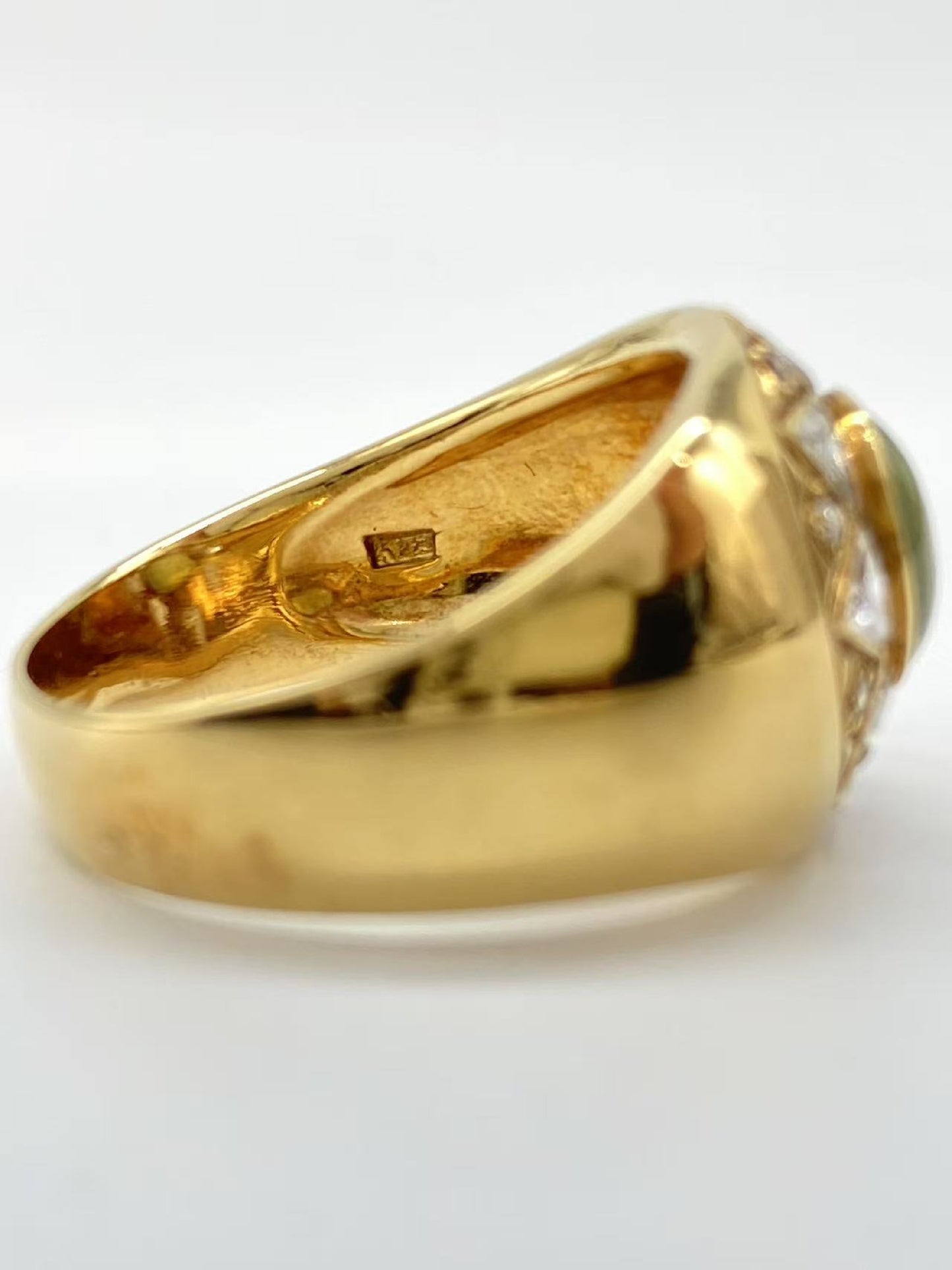 Chrysoberyl Cat's Eye Diamond Ring, 18K Gold, 11.6g