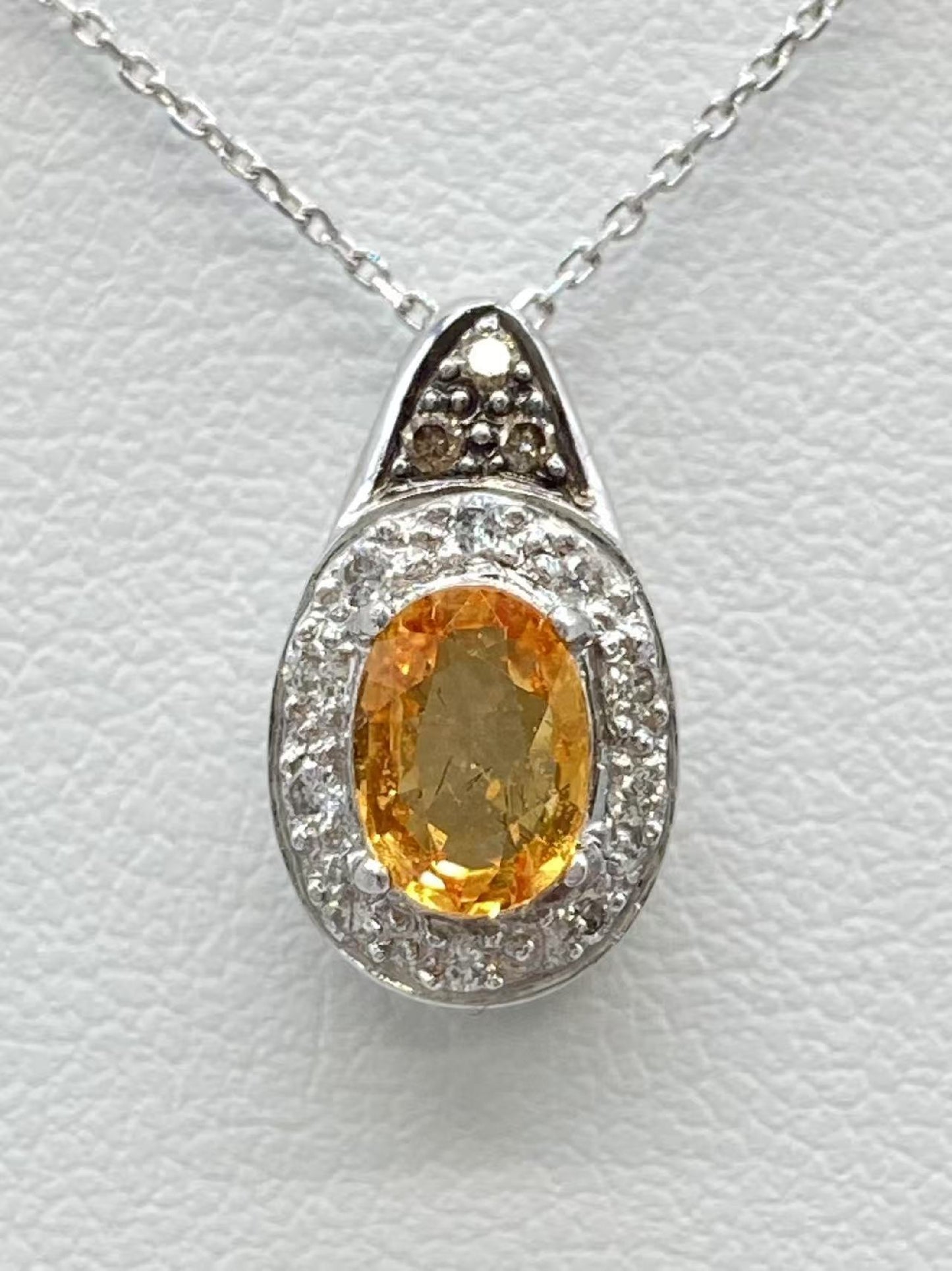 Colored Stone D0.16ct K18WG 3.0g Necklace