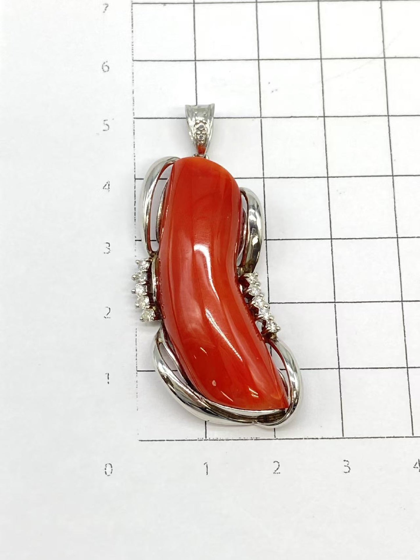 Coral D0.28ct Pt900 19.2g Pendant Top
